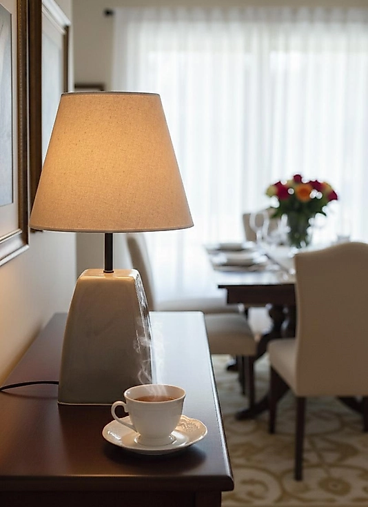 Dekoratif Dörtgen Konik Seramik Abajur  ABJ0008