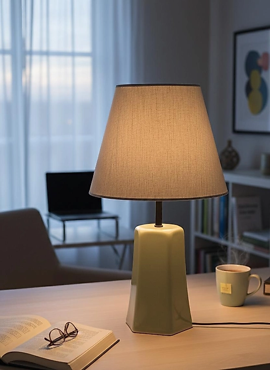 Dekoratif  Altıgen Konik Seramik Abajur  ABJ0059