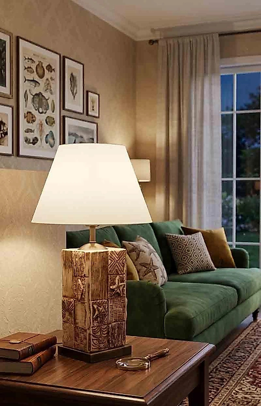 Dekoratif Dikdörtgen Prizma Seramik Abajur ABJ0108