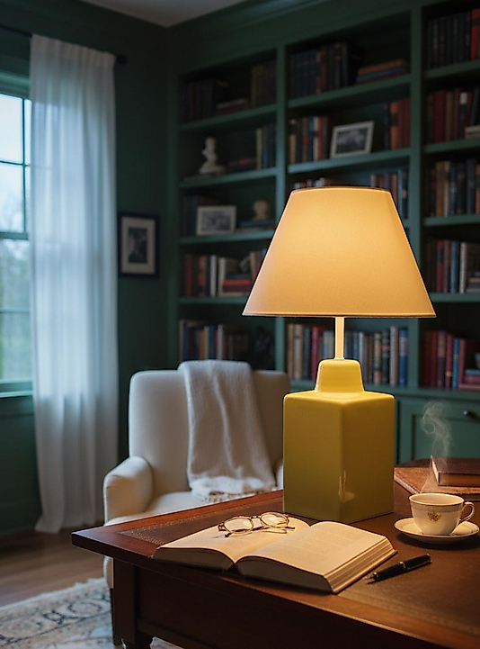 Dekoratif Dikdörtgen Prizma  Seramik Abajur  ABJ0048