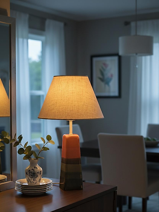 Dekoratif Beşgen Konik Seramik Abajur  ABJ0065