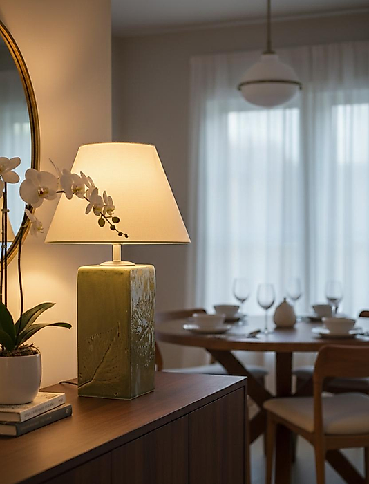 Dekoratif Dikdörtgen Prizma  Seramik Abajur  ABJ0018