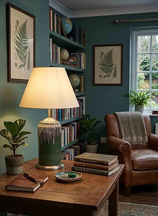 Dekoratif Silindirik Altın Yaldızlı  Abajur  ABJ0100