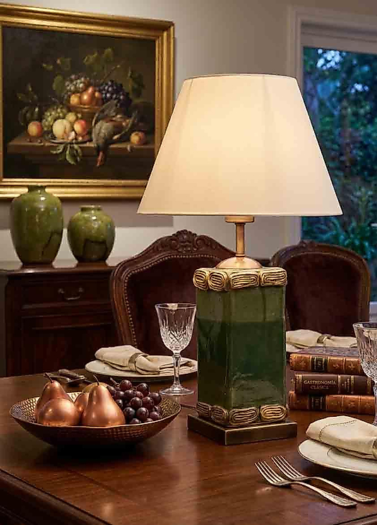 Dekoratif Dikdörtgen Prizma Seramik Abajur ABJ0109