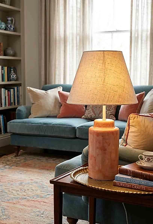 Dekoratif Silindirik Formlu Seramik Abajur ABJ0090