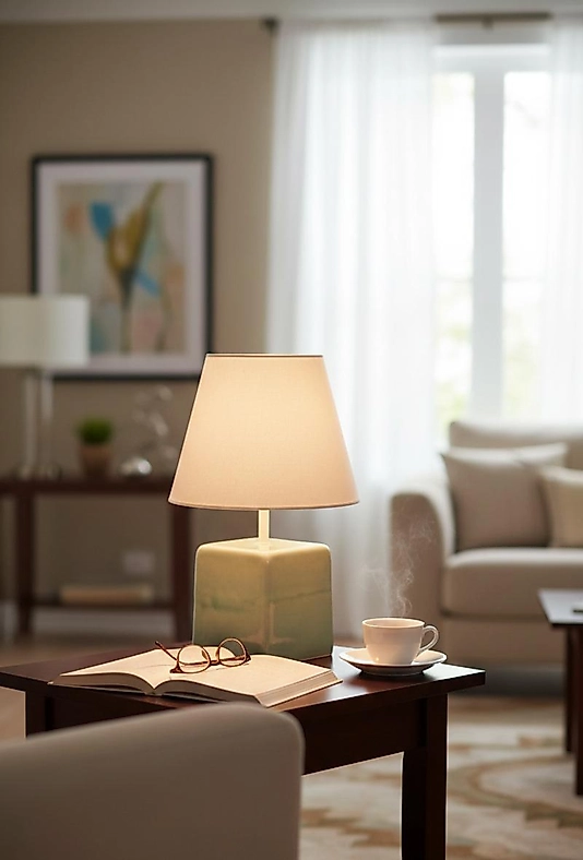 Dekoratif Küp Formlu Seramik Abajur  ABJ0034