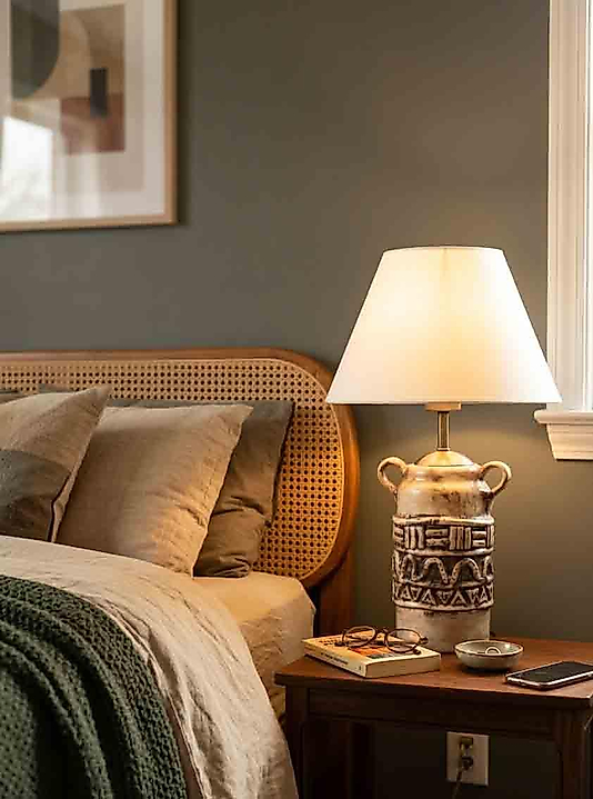 Dekoratif Silindirik Formlu Kulplu Abajur  ABJ0104