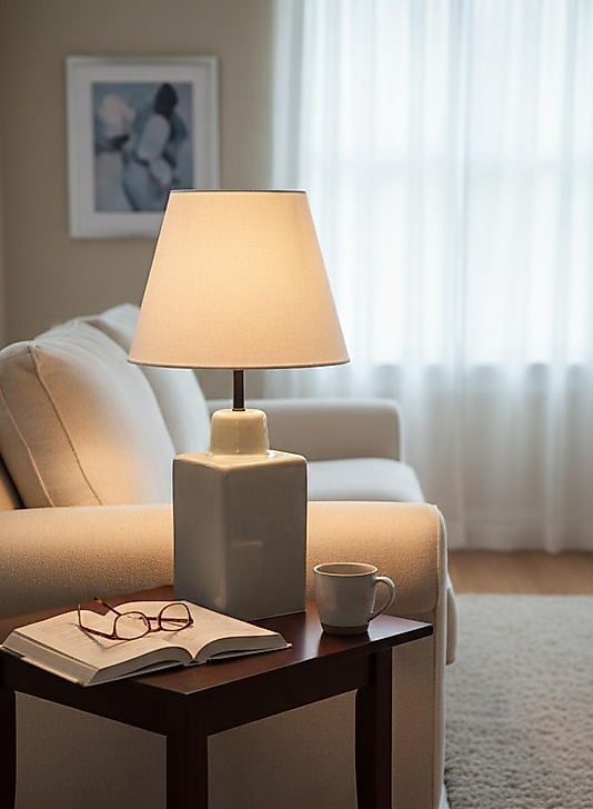 Dekoratif Dörtgen Prizma  Seramik Abajur  ABJ0027