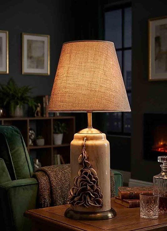 Dekoratif Silindirik Ekleme Dekorlu  Abajur  ABJ0110