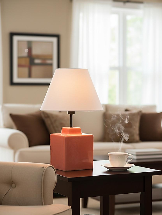 Dekoratif Küp Formlu Seramik Abajur  ABJ0014