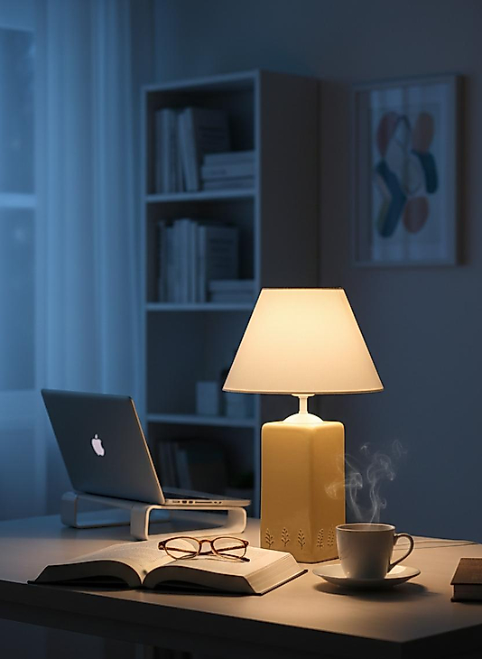 Dekoratif Dörtgen Prizma Seramik Abajur  ABJ0064