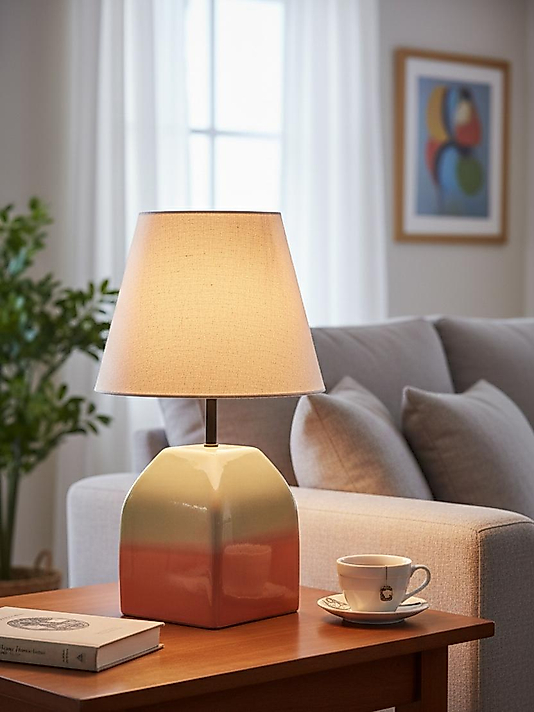 Dekoratif  Konik Dörtgen Seramik Abajur ABJ0081