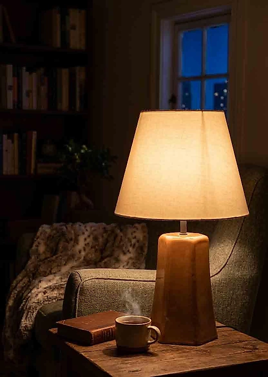 Dekoratif  Altıgen Konik Seramik Abajur ABJ0095