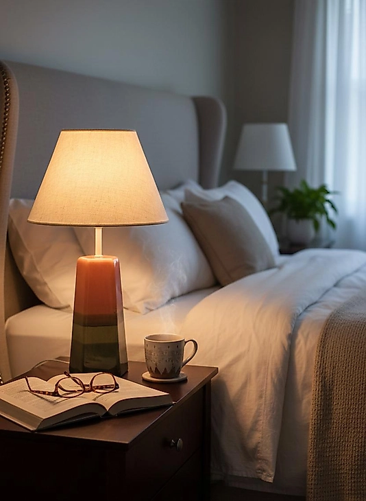 Dekoratif Beşgen Konik Seramik Abajur ABJ0075