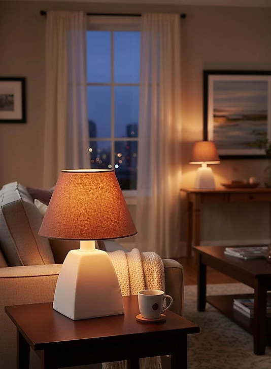 Dekoratif Dörtgen Konik Seramik Abajur  ABJ0069